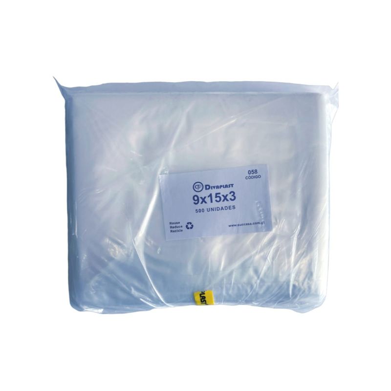 BOLSA TRANSPARENTE 9X15X3 (5 lbs)