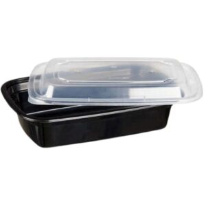 CONTENEDOR RECTANGULAR NEGRO CON TAPA 28 ONZ HYPLAST