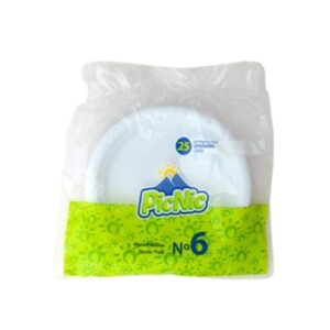 PLATO PASTELERO PLASTICO PIC NIC #6 COLOR BLANCO